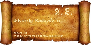 Udvardy Radován névjegykártya